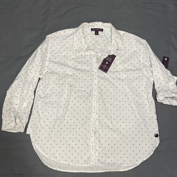 GLORIA VANDERBILT The Amanda shirt, White button up XL NWT - Picture 12 of 16